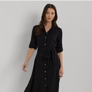 Black Ralph Lauren Fit-and-Flare Shirtdress